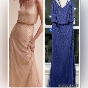 Adrianna Papell VIOLET Art Deco beaded blouson gown